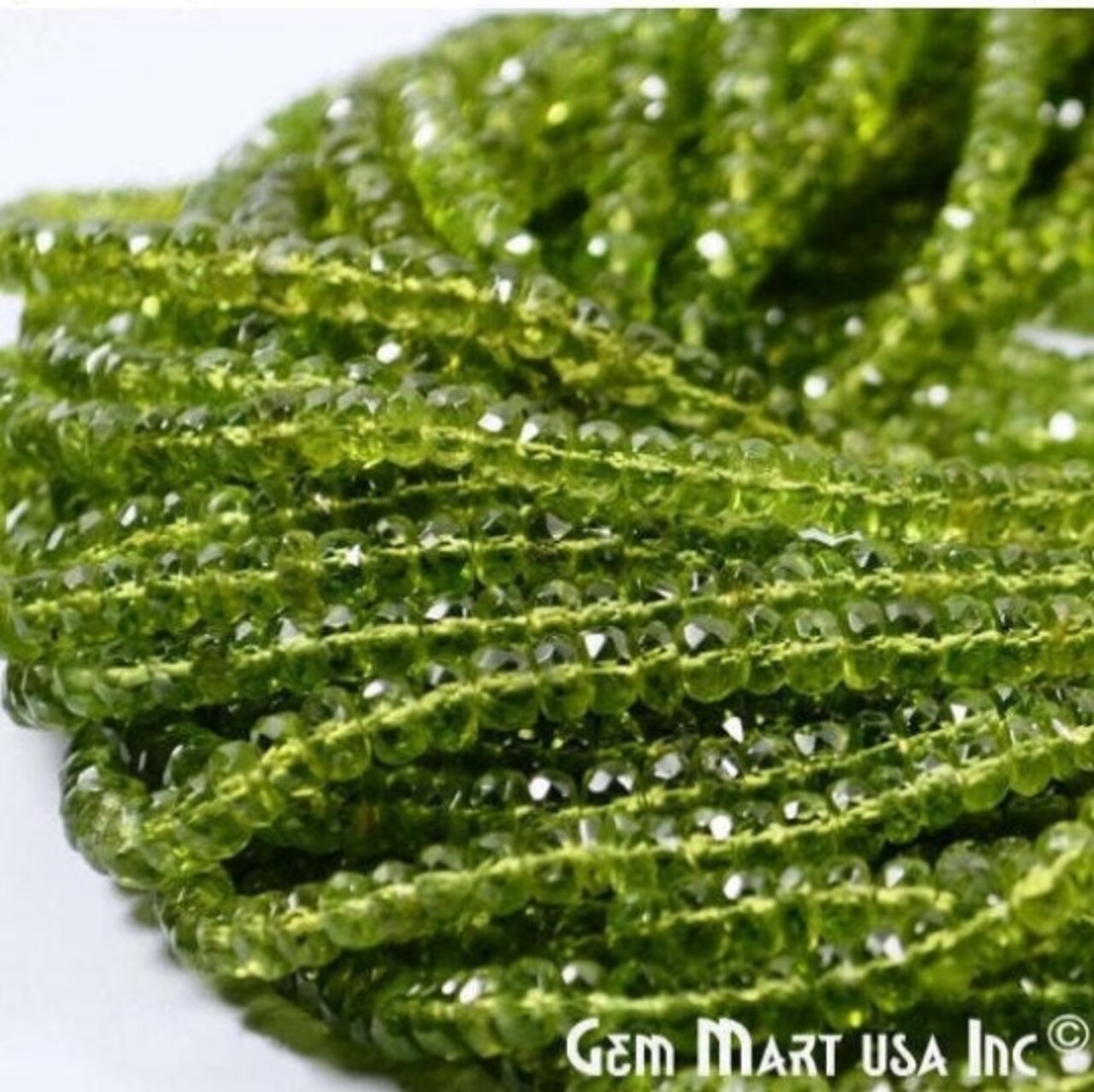 Rondelle Beads, 12.5 Inch Bead Strands, Natural Strung Gemstone, 3-4mm, Faceted, GemMartUSA (70002)